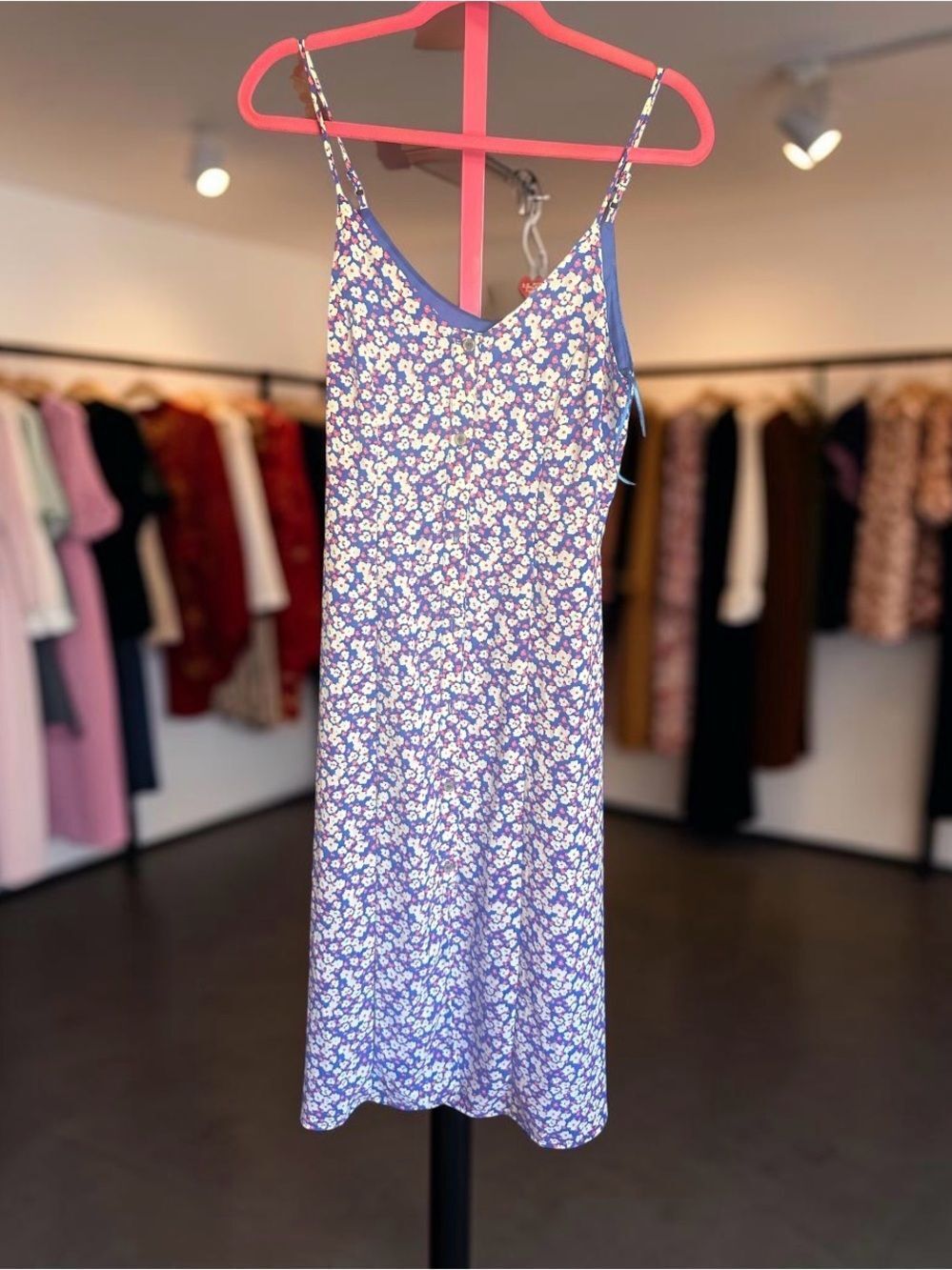 Sienna Sky Blue Floral Dress with White and Pink Accents